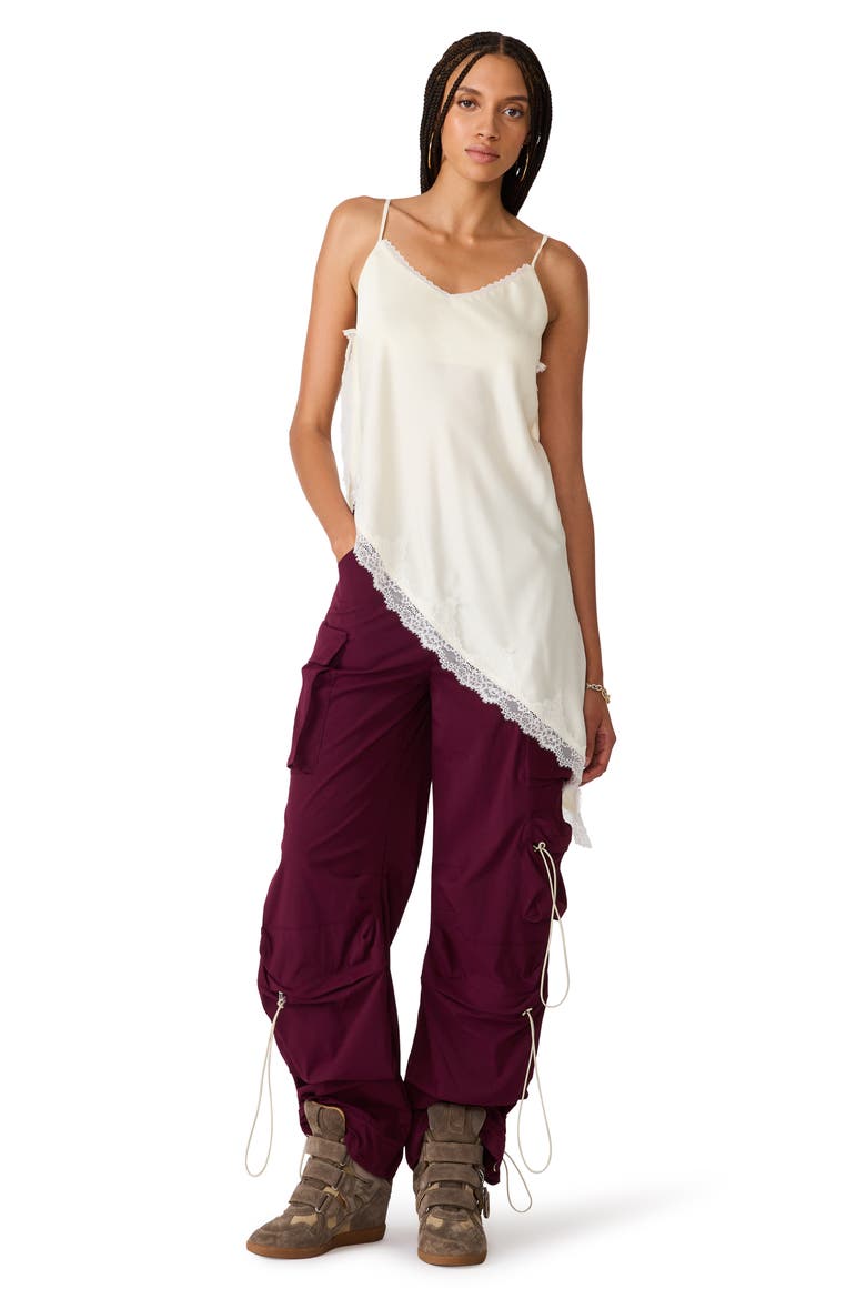 Margan Lace Trim Asymmetrical Hem Camisole, Alternate, color, CREAM