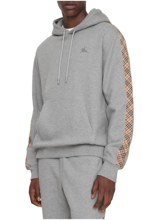 Check Trim Cotton Hoodie