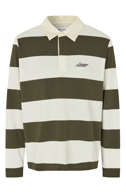 Striped Cotton Long Sleeve Polo