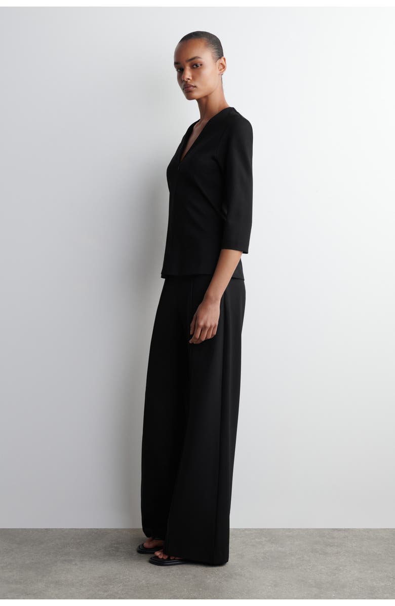 COS Jersey V-Neck Top, Alternate, color, Black