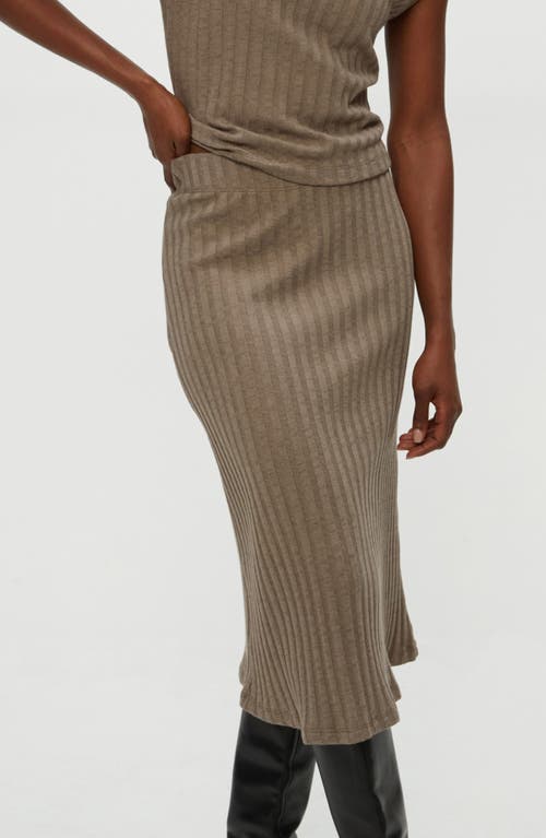 Michael Stars Shania Rib Midi Skirt In Brown