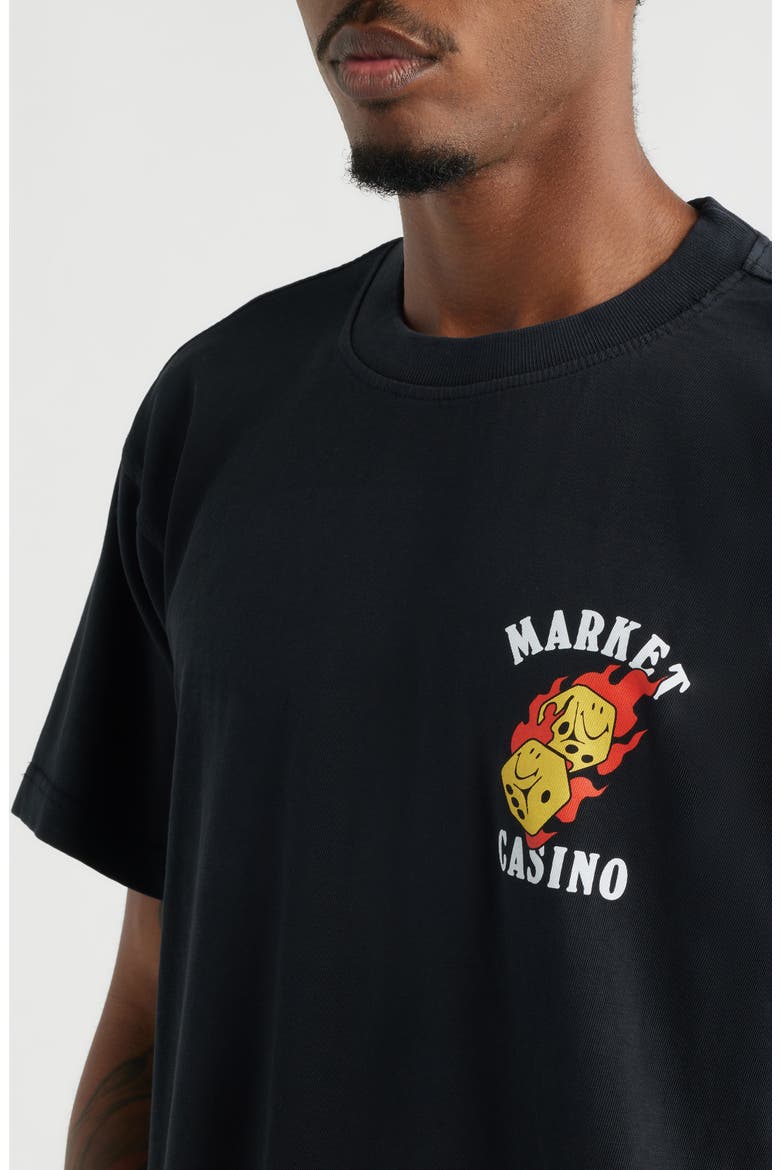 Flaming Dice Cotton Graphic T-Shirt, Alternate, color, BLACK