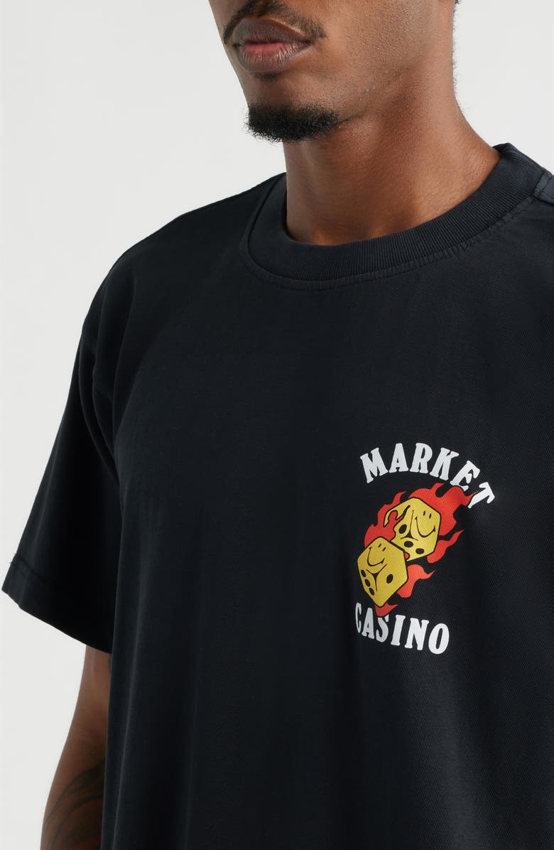 MARKET Flaming Dice Cotton Graphic T-Shirt, Alternate, color, Black