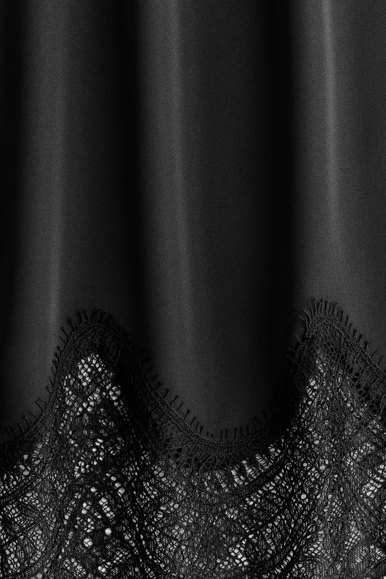Lace-trimmed Satin Skirt, Alternate, color, Black