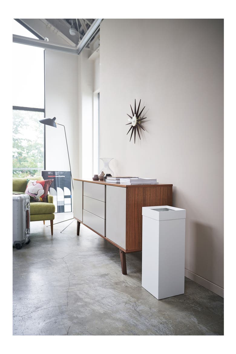 Tall Trash Can, Alternate, color, WHITE