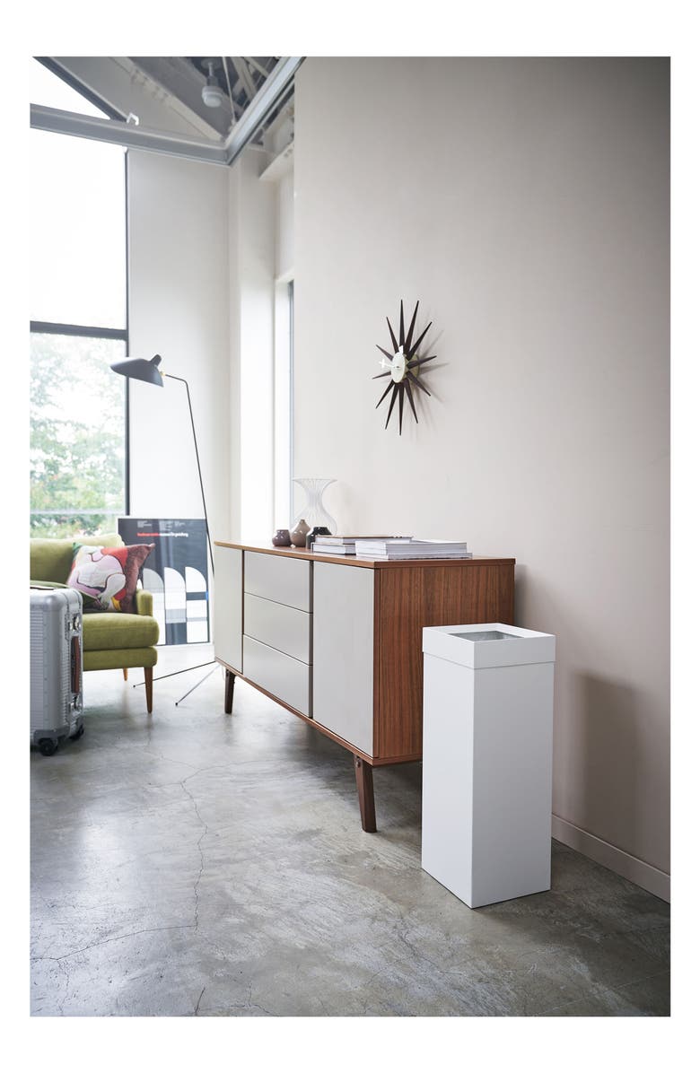 Yamazaki Tall Trash Can, Alternate, color, White