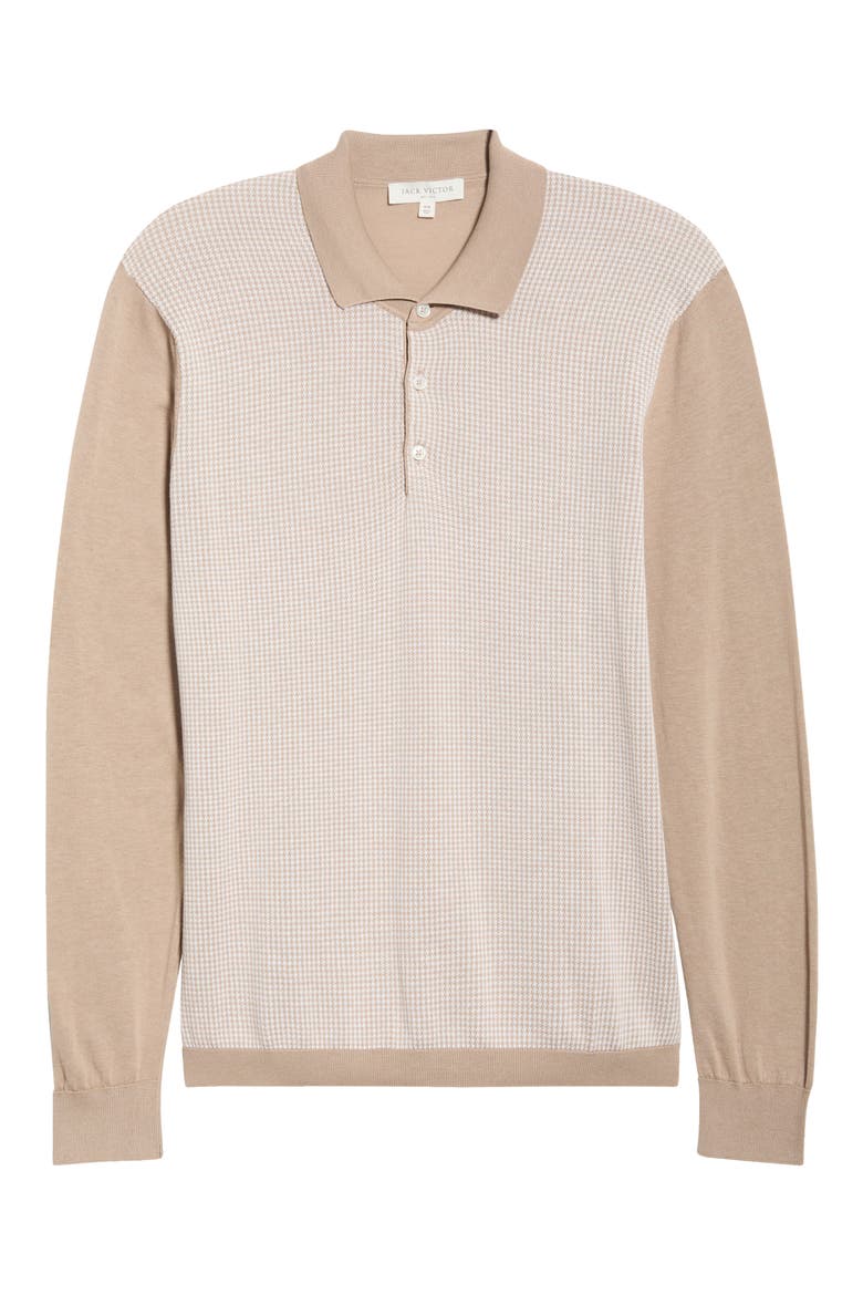 Francois Long Sleeve Cotton & Silk Polo Sweater, Alternate, color, SAND