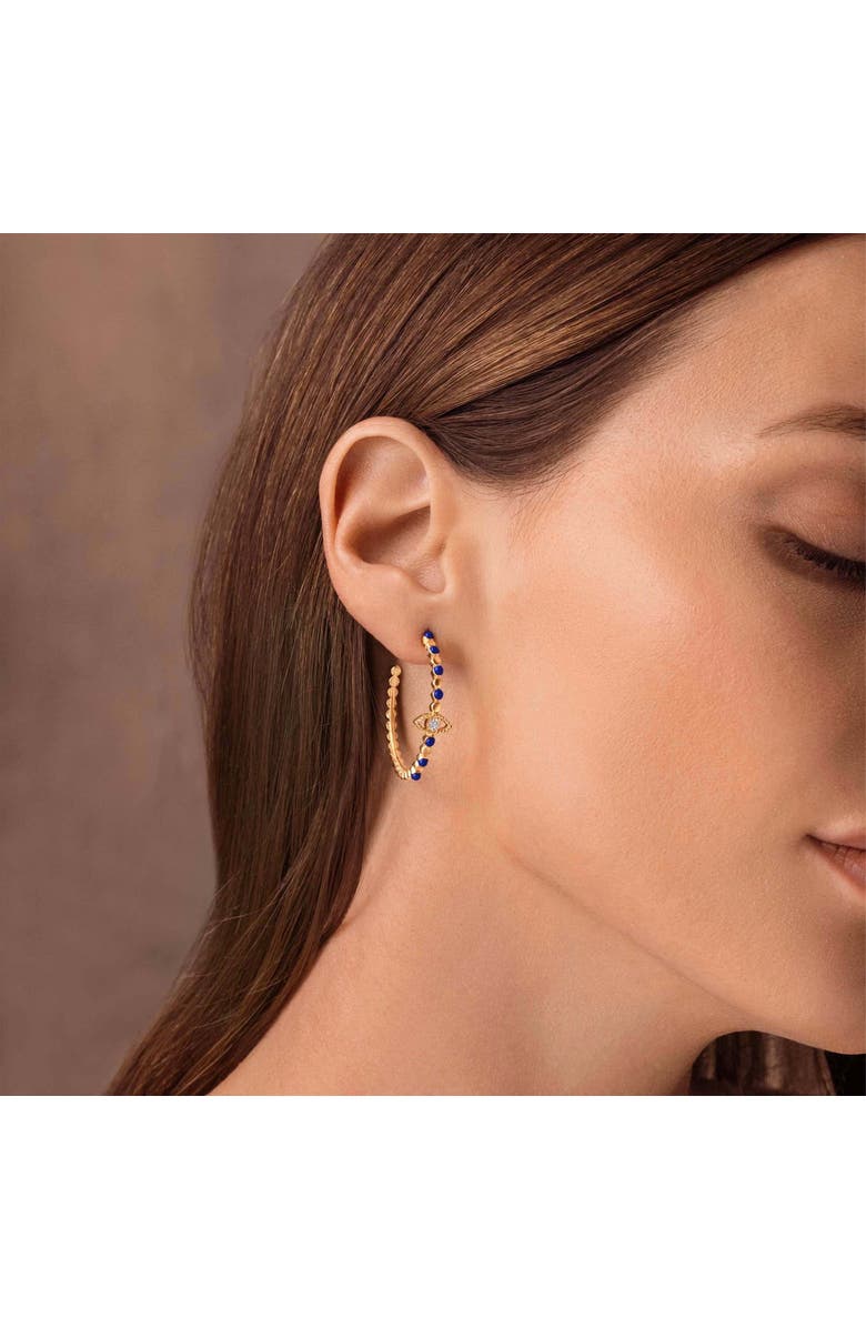Karma and Luck Truth Seeker - Evil Eye Lapis Hoop Earrings, Alternate, color, 