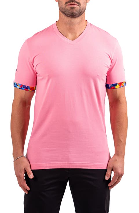 Vivaldi Light Pink V-Neck Cotton T-Shirt