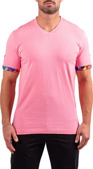 Maceoo Vivaldi Light Pink V-Neck Cotton T-Shirt
