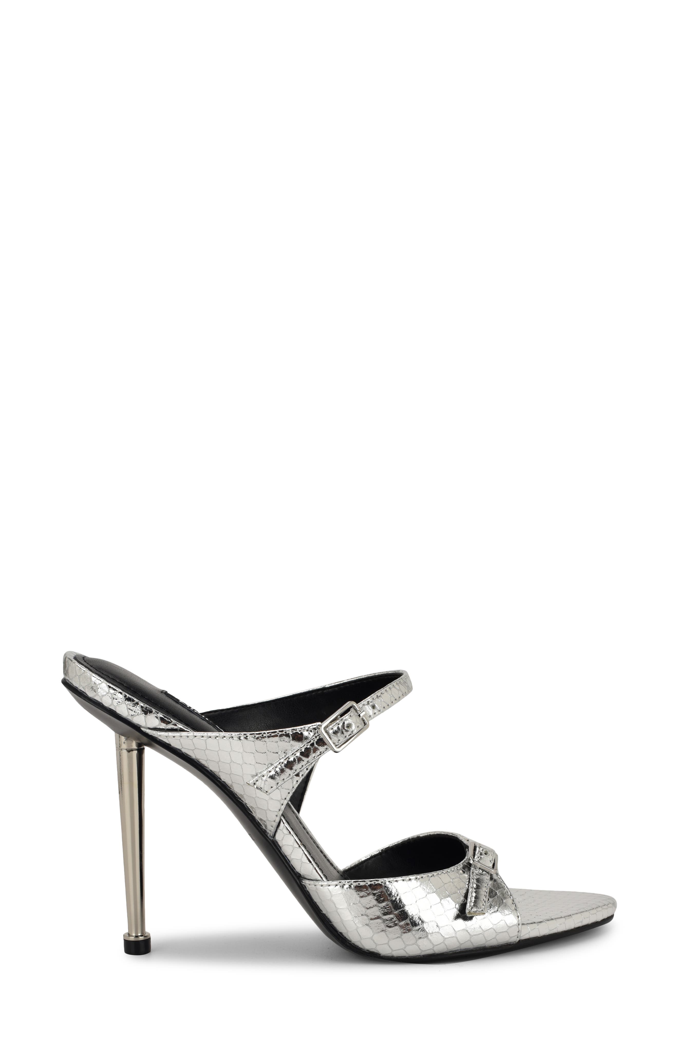 Nine West Reida Stiletto Sandal, Alternate, color, Silver