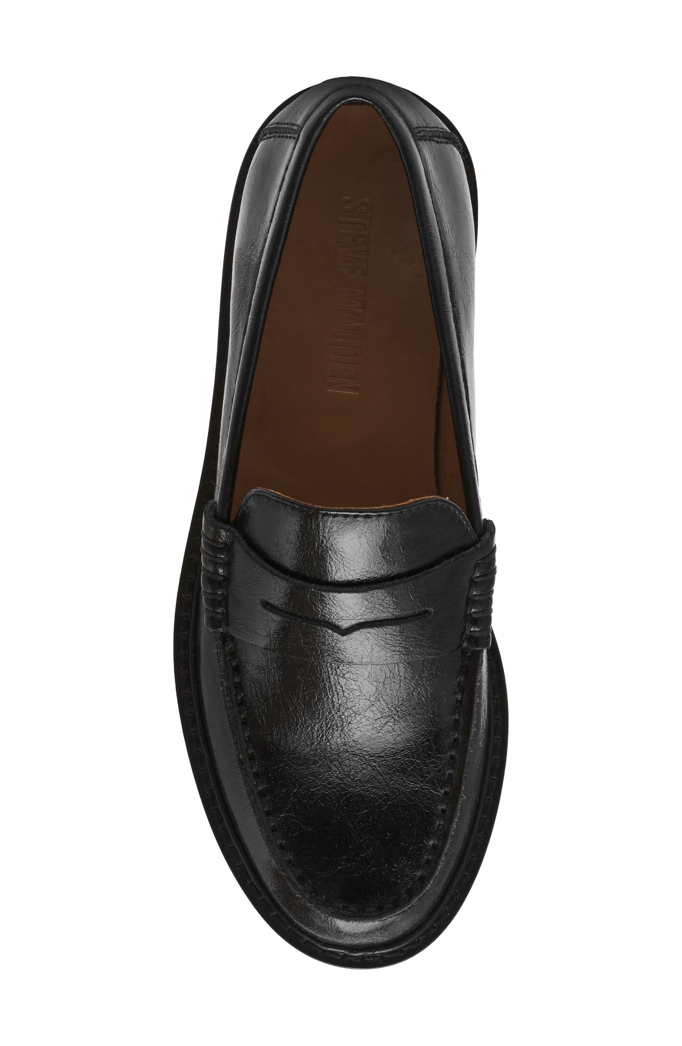 Steve Madden Madison Penny Loafer, Alternate, color, Black Leather