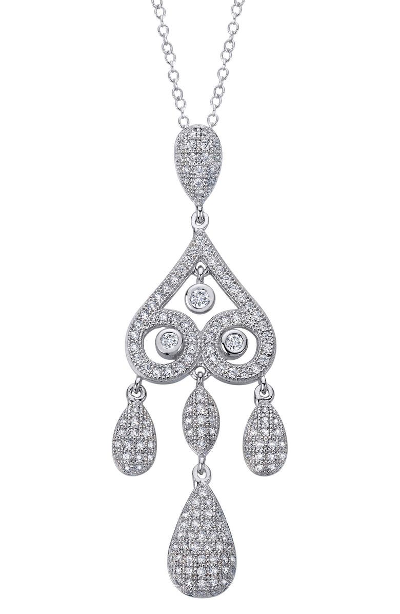 Lafonn Classic Simulated Diamond Chandelier Necklace, Main, color,