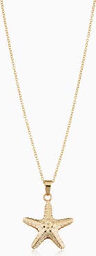 Oradina 14K Yellow Gold Queen Starfish Pendant Necklace