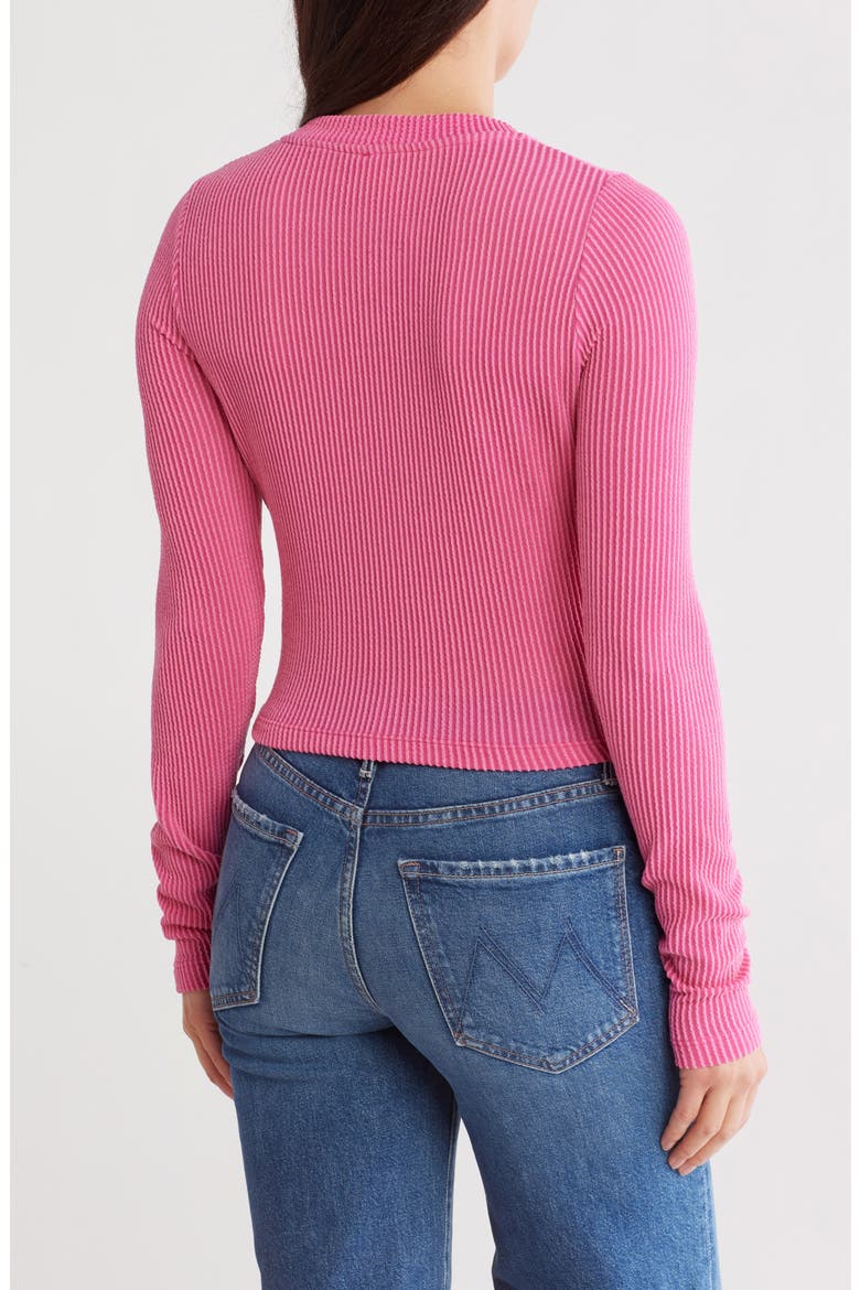 Long Sleeve Ribbed Crop Top, Alternate, color, PINK