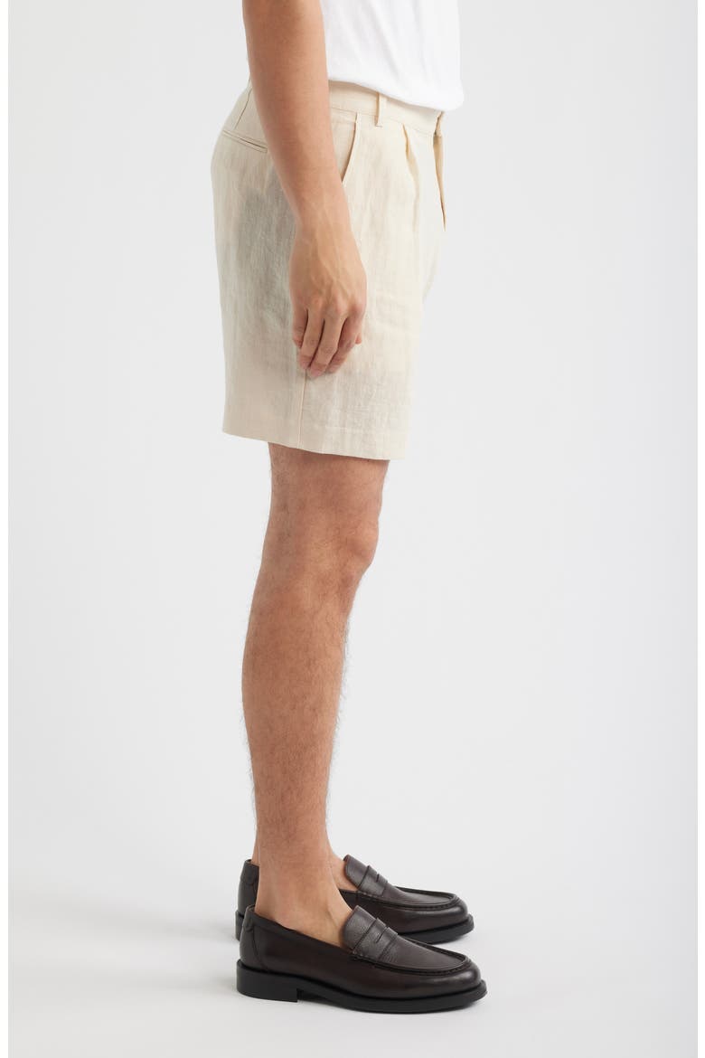 Pleated Linen Shorts, Alternate, color, CREAM