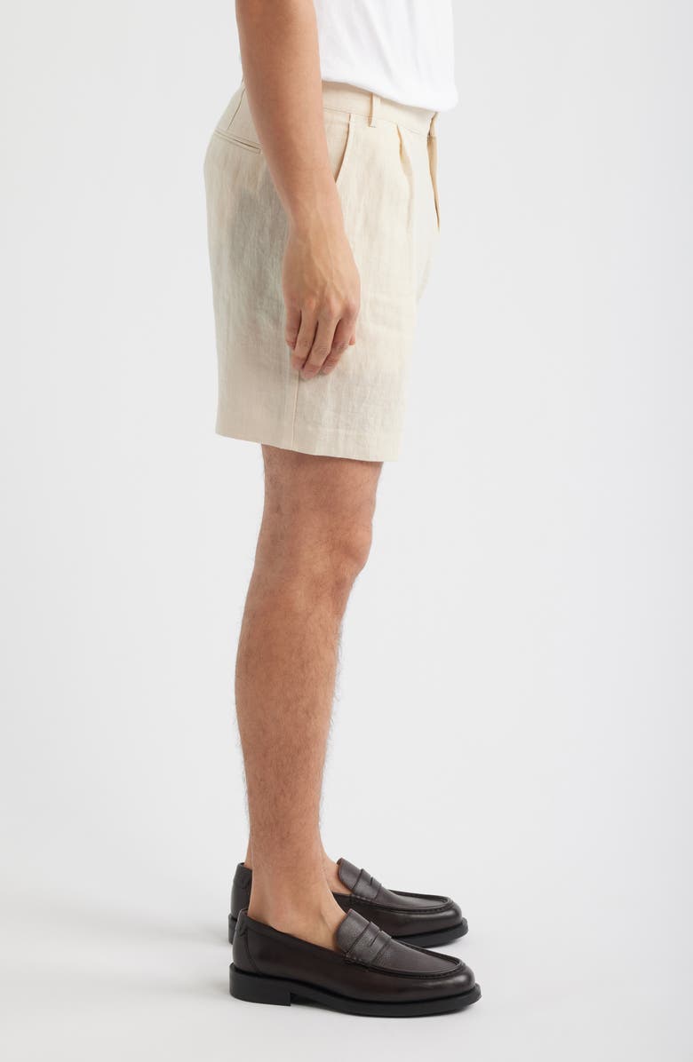 Percival Pleated Linen Shorts, Alternate, color, Cream