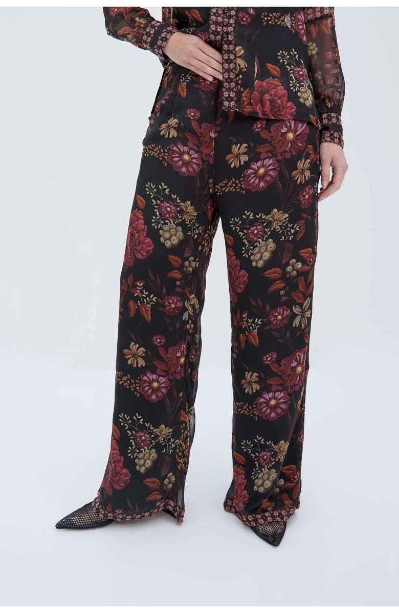 RAISHMA Floral Black Trousers, Main, color, Black