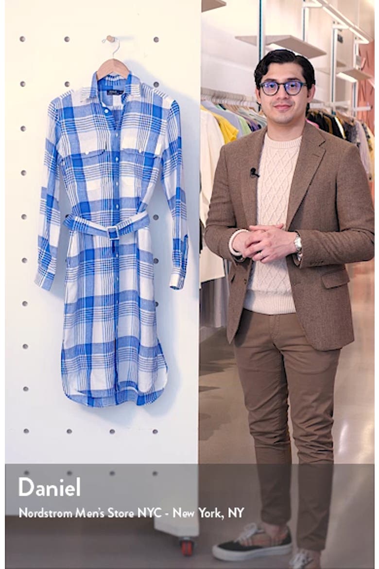Plaid Long Sleeve Belted Linen Shirtdress video
