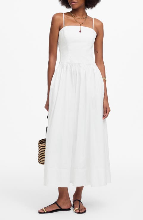 Seamed Poplin Midi Sundress