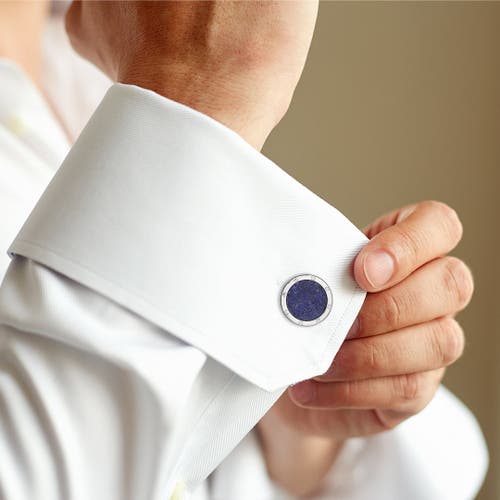 Jan Leslie Rivet Etch Sterling Cufflinks In Blue