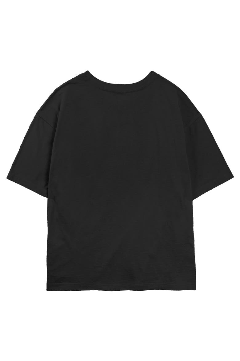 Junior's Lilo & Stitch Troublemaker Wild and Free  Graphic T-Shirt, Alternate, color, Black