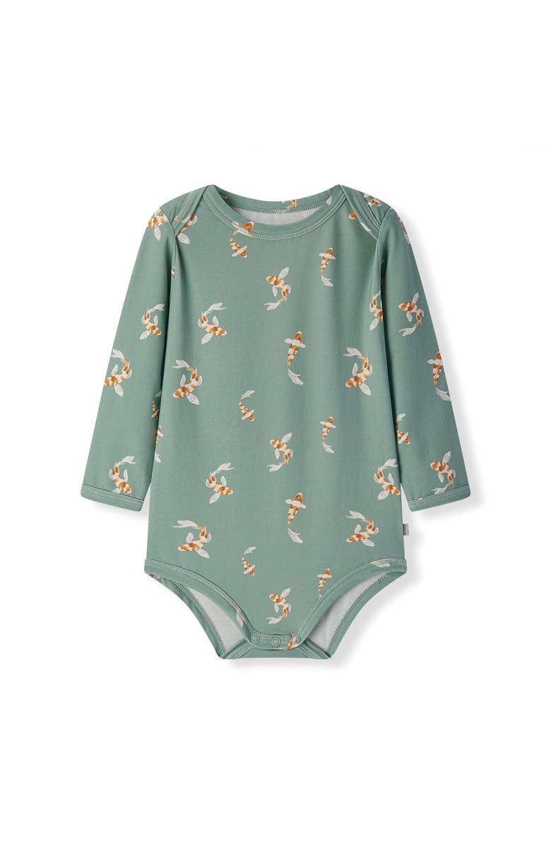 Milkbarn Cotton Stretch Long Sleeve One Piece, Main, color, Swimming Koi