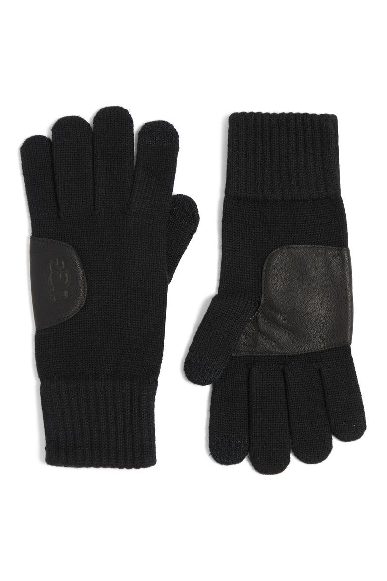 Knit Gloves, Main, color, BLACK