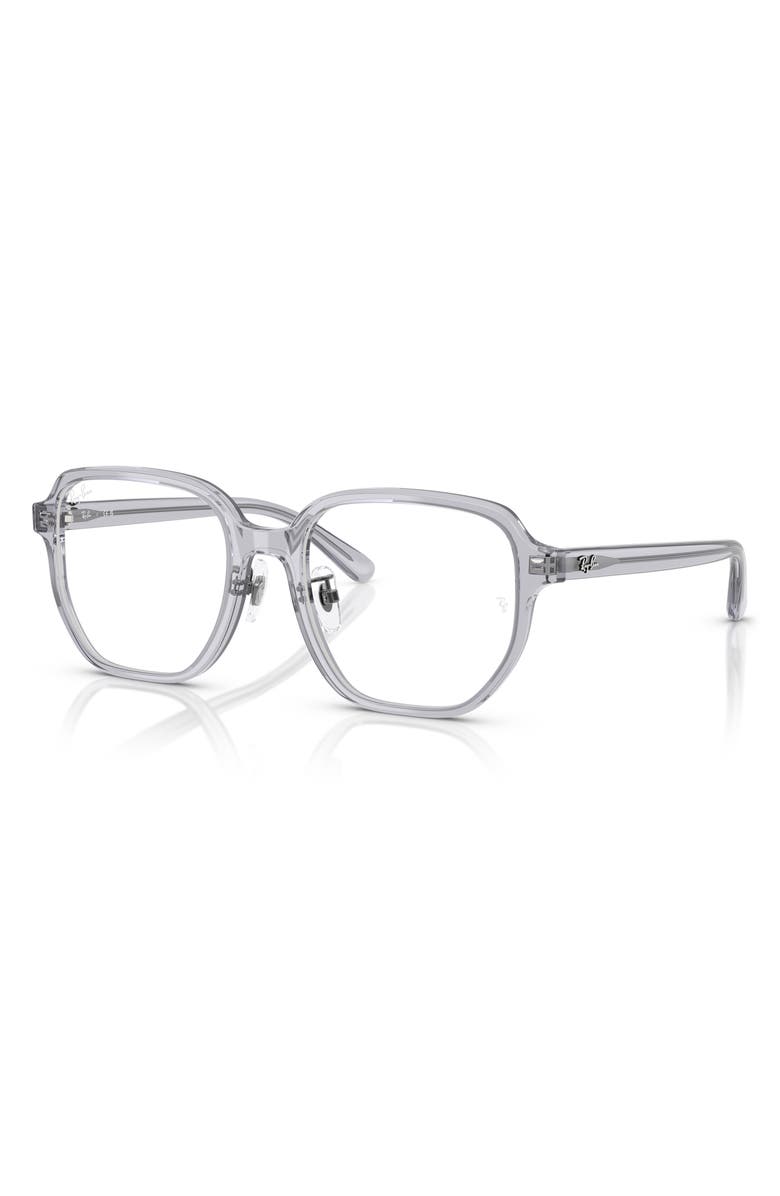 Ray-Ban 54mm Irregular Optical Glasses, Alternate, color, Transparent Grey