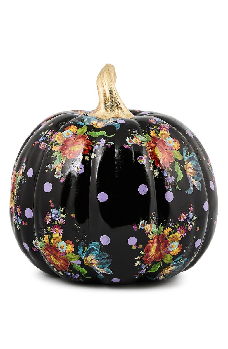 MACKENZIE CHILDS Black Flower Market Medium Pumpkin, Main, color, Black