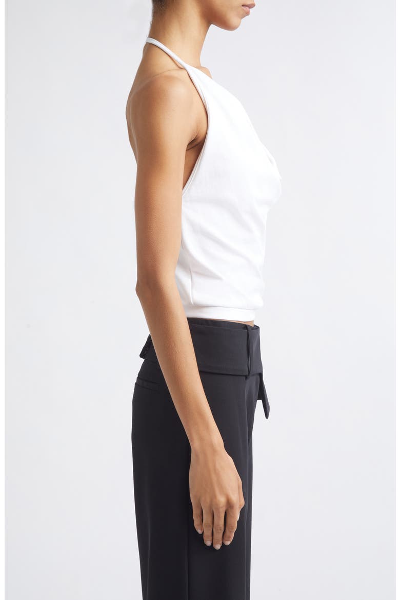 Cowl Neck Cotton Halter Top, Alternate, color, OFF WHITE