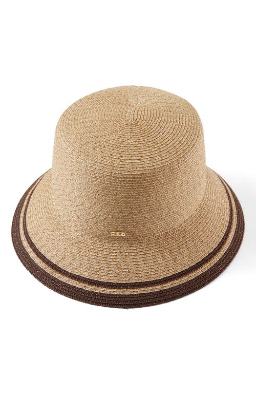 Eugenia Kim Jonah Striped-trim Bucket Hat In Sand/gold/chocolate