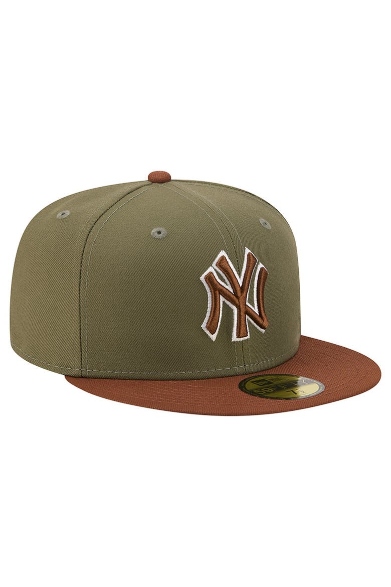 Men's New Era Olive/Brown New York Yankees Color Pack 59FIFTY Fitted Hat, Alternate, color, Olive