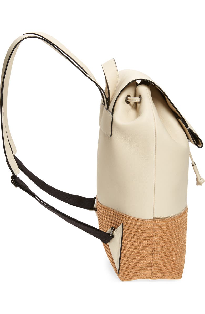 Brunello Cucinelli Monili Leather & Raffia Backpack, Alternate, color,