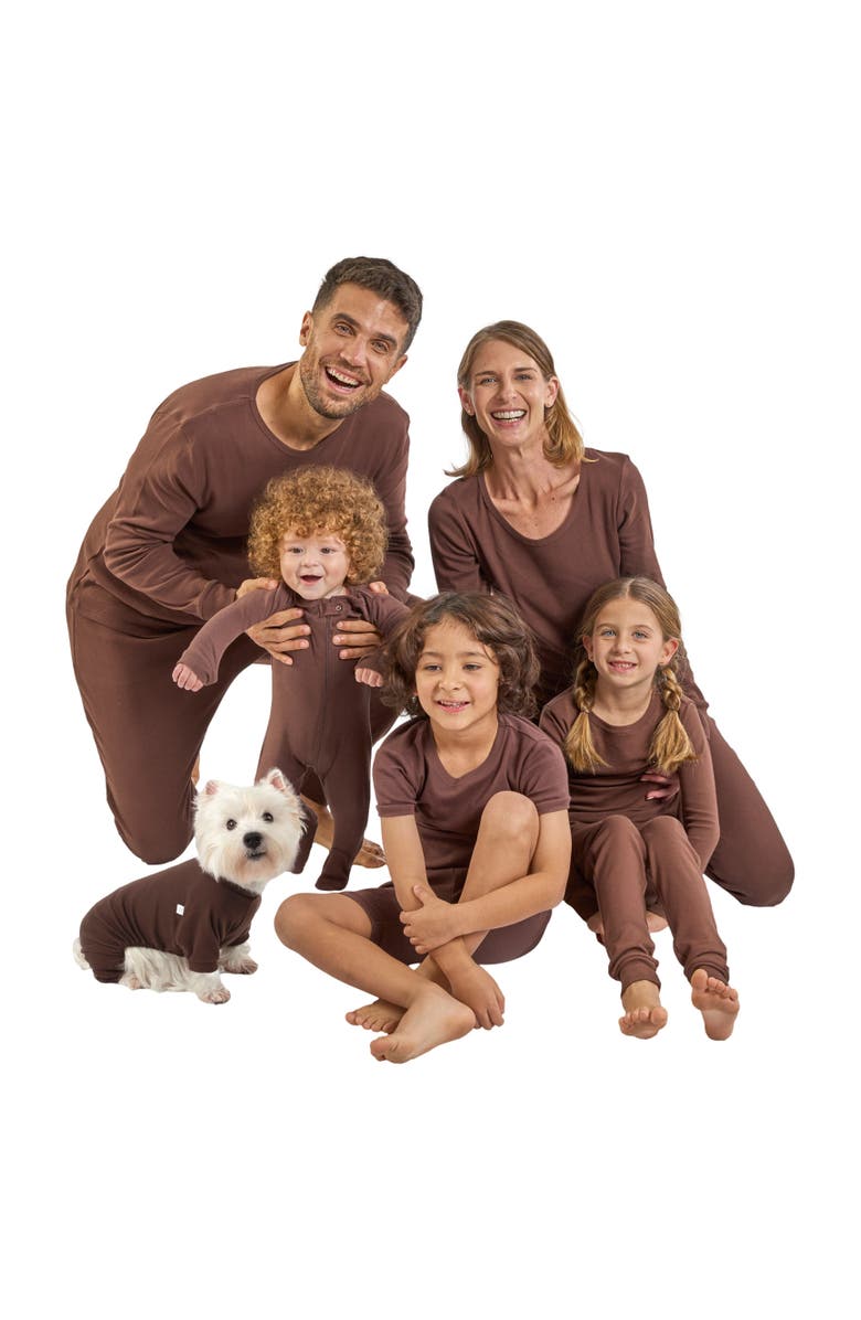 Leveret Kids Two-Piece Solid Cotton Matching Family Pajamas, Alternate, color, Brown