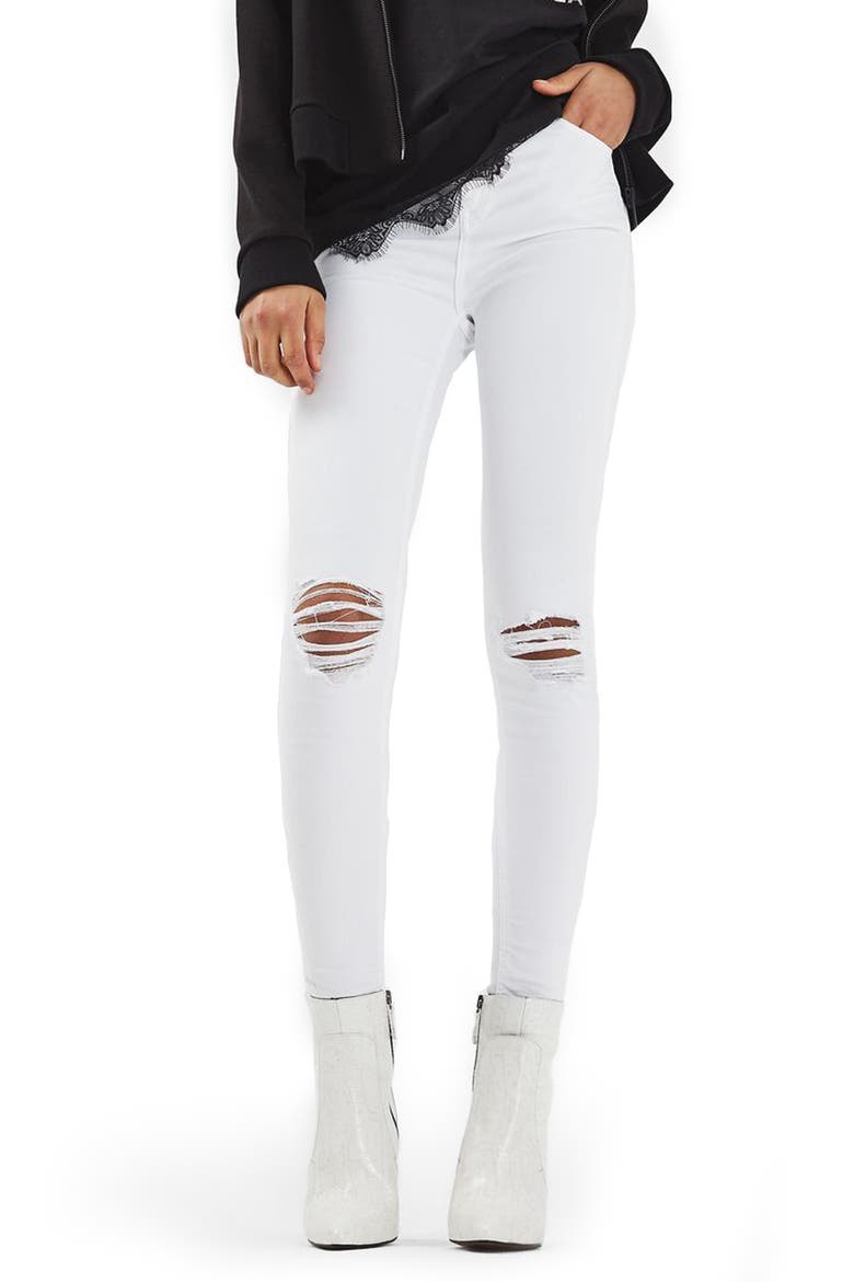 Jamie Ripped Skinny Jeans, Main, color, WHITE