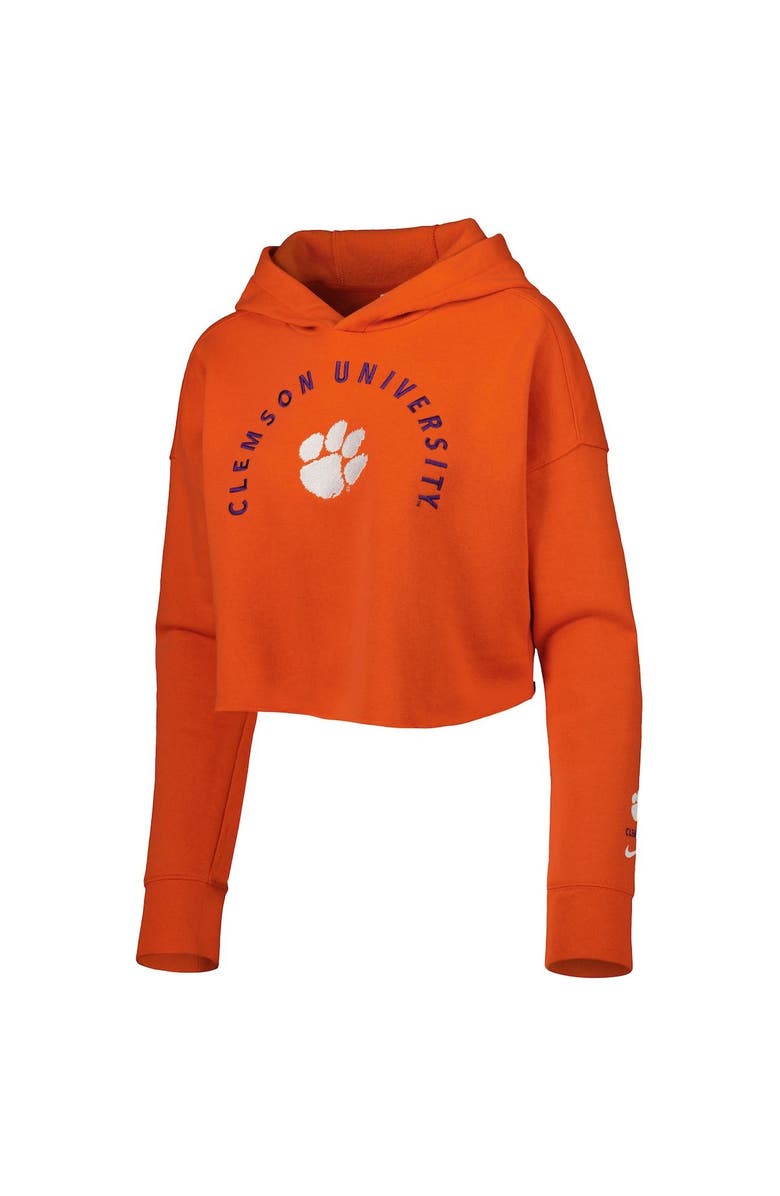 Nike Women's Nike Orange Clemson Tigers 2-Hit Cropped Pullover Hoodie, Alternate, color, 