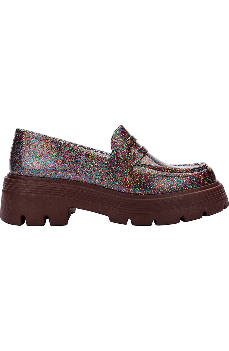 Melissa Royal Platform Penny Loafer, Alternate, color, Glitter Multicor