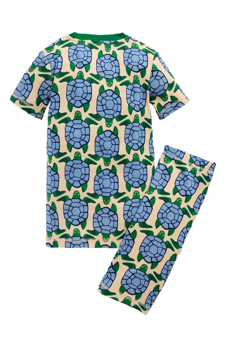 Mini Boden Kids' Print Fitted Two-Piece Cotton Pajamas, Alternate, color, Turtles