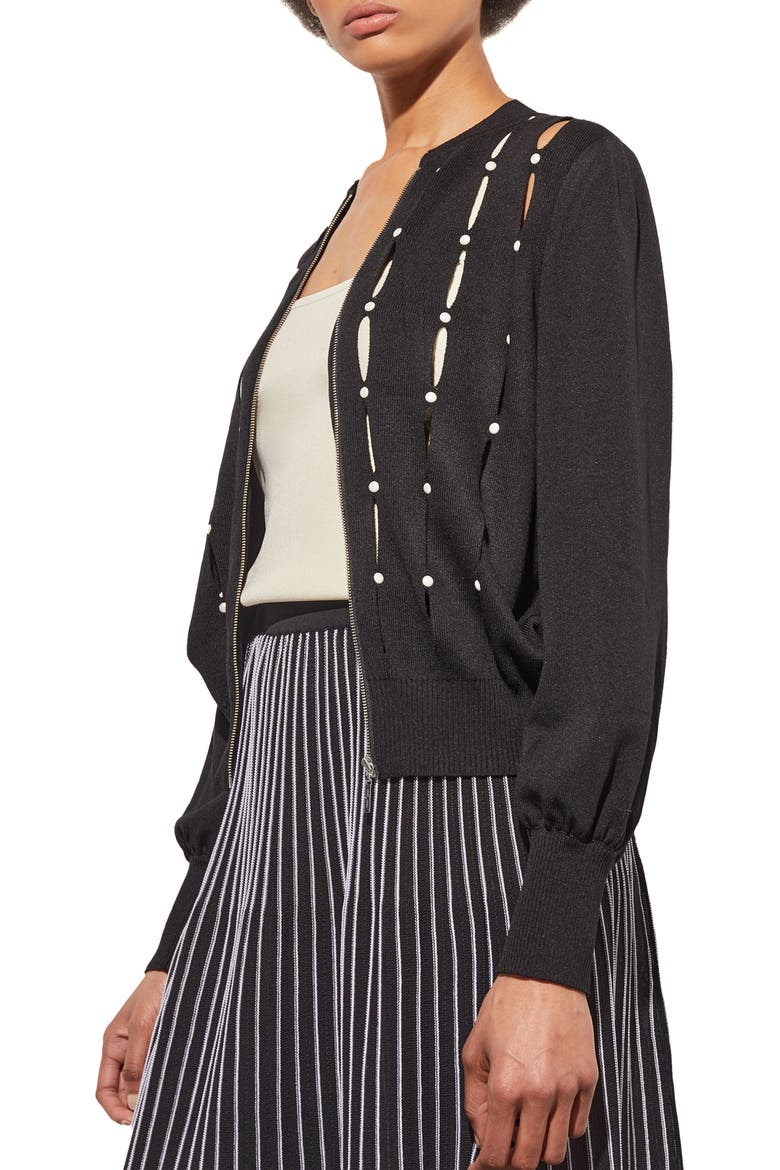 Zip Cardigan, Alternate, color, BLACK