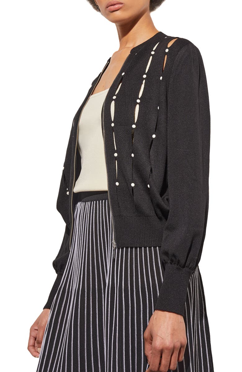 Ming Wang Zip Cardigan, Alternate, color, 