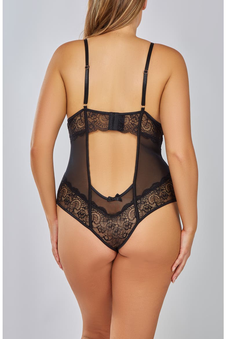 Lace Underwire Strappy Underbust Bodysuit, Alternate, color, Black