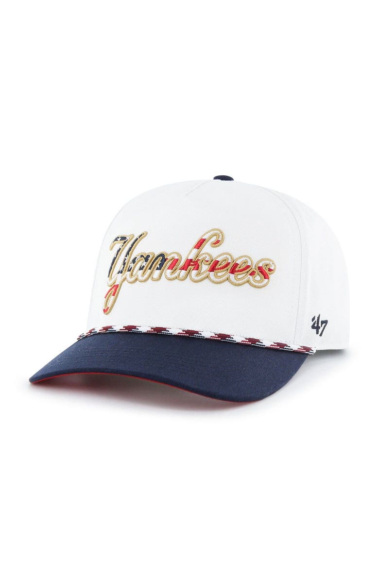'47 Men's '47 White New York Yankees Flag Script Hitch Snapback Hat, Main, color,