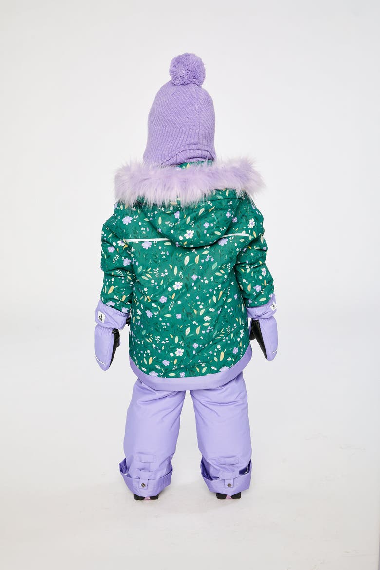 Mini Flower Play Jacket & Reinforced Pants Two Piece Snowsuit, Alternate, color, Green Printed Mini-Flowers