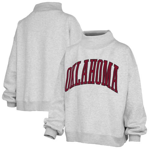 Women's Pressbox Heather Gray Oklahoma Sooners Oversized Nelson Mock Neck Sweatshirt