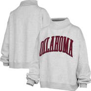 PRESSBOX Women's Pressbox Heather Gray Oklahoma Sooners Oversized Nelson Mock Neck Sweatshirt