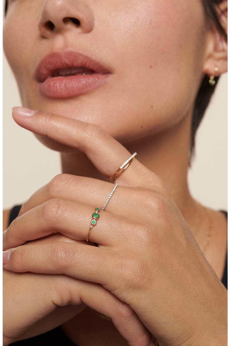 MV Siren™ Lab Grown Diamond & Gem Ring, Alternate, color, 14K SOLID GOLD / EMERALD