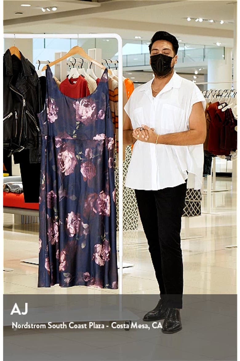 Night Garden Floral Square Neck Satin Dress video