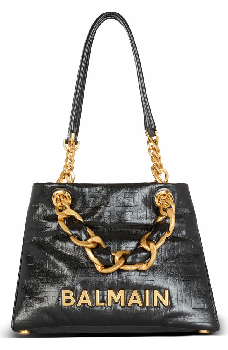 Balmain Small 1945 Soft Tote Bag In Crackled Calfskin, Alternate, color,