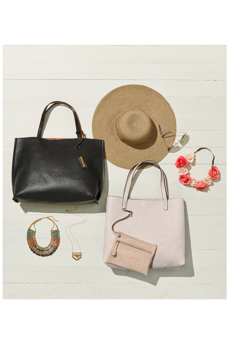 Floppy Straw Look Hat, Alternate, color, BLACK